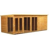 Power Sheds 18 x 8ft Pent Shiplap Dip Treated Summerhouse - Including 6ft Side Store