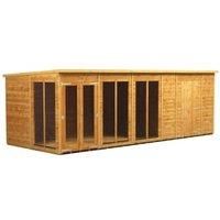Power Sheds 20 x 8ft Pent Shiplap Dip Treated Summerhouse - Including 6ft Side Store