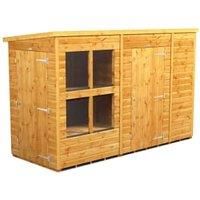 Power Sheds 10 x 4ft Pent Shiplap Dip Treated Potting Shed - Including 6ft Side Store