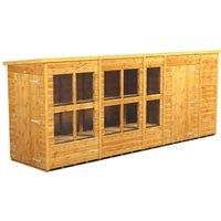 Power Sheds 16 x 4ft Pent Shiplap Dip Treated Potting Shed - Including 6ft Side Store