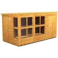 Power Sheds 12 x 6ft Pent Shiplap Dip Treated Potting Shed - Including 4ft Side Store