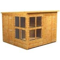 8X8 Power Pent Potting Shed Combi Including 4Ft Side Store