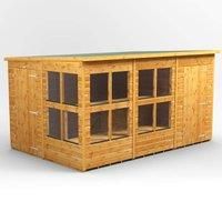 Power Sheds 12 x 8ft Pent Shiplap Dip Treated Potting Shed - Including 4ft Side Store