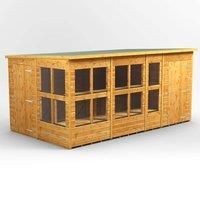 Power Sheds 14 x 8ft Pent Shiplap Dip Treated Potting Shed - Including 4ft Side Store