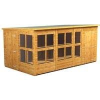 Power Sheds 14 x 8ft Pent Shiplap Dip Treated Potting Shed - Including 4ft Side Store