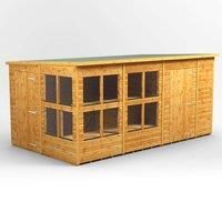 14X8 Power Pent Potting Shed Combi Including 6Ft Side Store