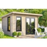 Power 12x8 Pent Log Cabin - Right Hand Door