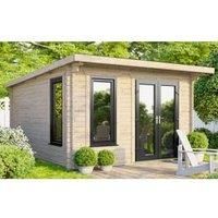 Power 12x12 Pent Log Cabin - Right Hand Door