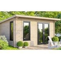 Power 14x14 Pent Log Cabin - Right Hand Door