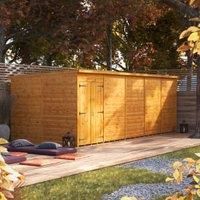 Power 20' x 8' Pent Windowless Double Door Garden Shed