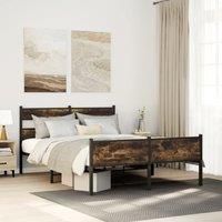 Berkfield Home Bed Frame without Mattress Smoked Oak 140x190 cm Engineered Wood in Brown