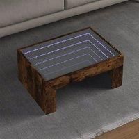 Berkfield Home Coffee Table with Infinity LED Smoked Oak 70x50x30 cm in Brown | Size: 70 x 50 x 30 cm