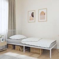 Metal Bed Frame with Headboard White 100x190 cm