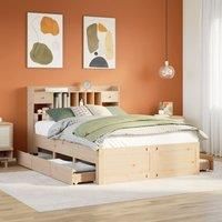 Berkfield Home Bookcase Bed without Mattress 150x200 cm King Size Solid Wood Pine in Brown