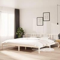 Bed Frame White Solid Wood 200x200 cm