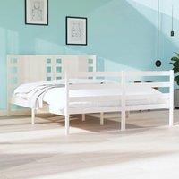 Bed Frame White Solid Wood Pine 120x190 cm Small Double