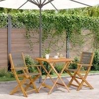 Berkfield Home 3 Piece Bistro Set Grey Polypropylene & Solid Wood