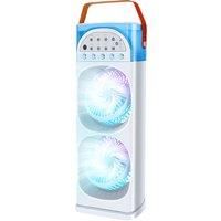 Double Head Electric Usb Mist Cooling Fan - 3 Speeds, 5-Hole Spray - White