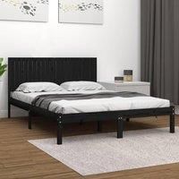 Bed Frame Black Solid Wood Pine 200x200 cm