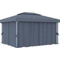 Gazebo with Curtain 4x3 m Anthracite Aluminium