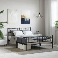 Berkfield Home Metal Bed Frame with Headboard & Footboard Black 120x200 cm | Size: Small Double