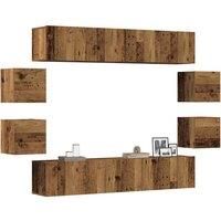 Wall Mounted TV cabinets 8 pcs Old Wood Engineered Wood