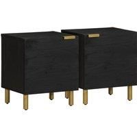 Berkfield Home Bedside Cabinet 2 pcs Black 40x33x46 cm Solid Wood Mango | Size: 40 x 33 x 46 cm