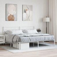 Metal Bed Frame with Headboard White 183x213 cm