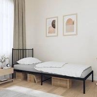 Metal Bed Frame with Headboard Black 90x190 cm Single