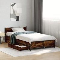 Berkfield Home Bed Frame with Drawers without Mattress Smoked Oak 75x190 cm Small Single in Brown