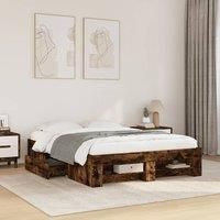 Berkfield Home Bed Frame without Mattress Smoked Oak 140x190 cm Engineered Wood in Brown