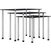 Nesting Tables 3 pcs Black Tempered Glass
