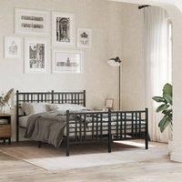 Berkfield Home Metal Bed Frame without Mattress with Footboard Black 137x190cm | Size: 137x190 cm