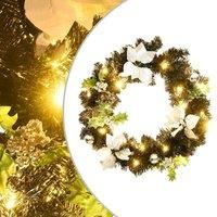 Christmas Wreath with LED Lights Black 60 cm PVC