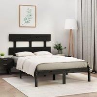 Bed Frame Black Solid Wood 140x190 cm