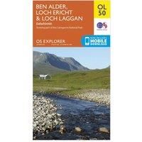 Ordnance Survey OL 50 Explorer Ben Alder, Loch Ericht & Loch Laggan Map, Orange