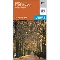 Ordnance Survey Explorer 193 Luton & Stevenage, Hitchin & Ampthill Map With Digital Version, Orange