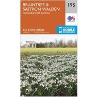 Ordnance Survey Explorer 195 Braintree & Saffron Walden Map With Digital Version, Orange