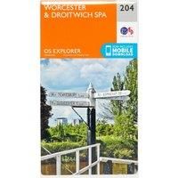 Ordnance Survey Explorer 204 Worcester & Droitwich Spa Map With Digital Version, Orange