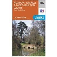 Ordnance Survey Explorer 207 Newport Pagnell & Northampton South Map With Digital Version, Orange