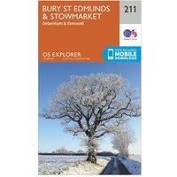 Ordnance Survey Explorer 211 Bury St Edmunds & Stowmarket Map With Digital Version, Orange