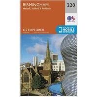 Ordnance Survey Explorer 220 Birmingham, Walsall, Solihull & Redditch Map With Digital Version, Orange