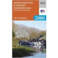 Ordnance Survey Explorer 223 Northampton, Market Harborough, Brixworth & Pitsford Water Map With Digital Version, Orange/D