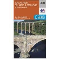 Ordnance Survey Explorer 338 Galashiels, Selkirk & Melrose Map With Digital Version, Orange