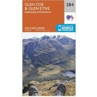 Ordnance Survey Explorer 384 Glen Coe & Glen Etive Map With Digital Version, Orange/D