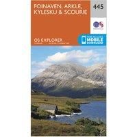 Ordnance Survey Explorer 445 Foinaven, Arkle, Kylesku & Scourie Map With Digital Version, Orange/D