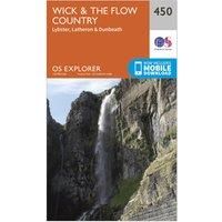 Ordnance Survey Explorer 450 Wick & The Flow Country Map With Digital Version, Orange/D