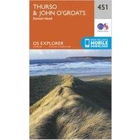 Ordnance Survey Explorer 451 Thurso & John o'Groats Map With Digital Version, Orange