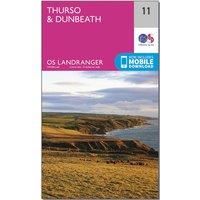 Ordnance Survey Landranger 11 Thurso & Dunbeath Map With Digital Version, Pink