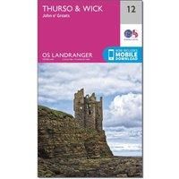 Ordnance Survey Landranger 12 Thurso & Wick, John O'Groats Map With Digital Version, Pink